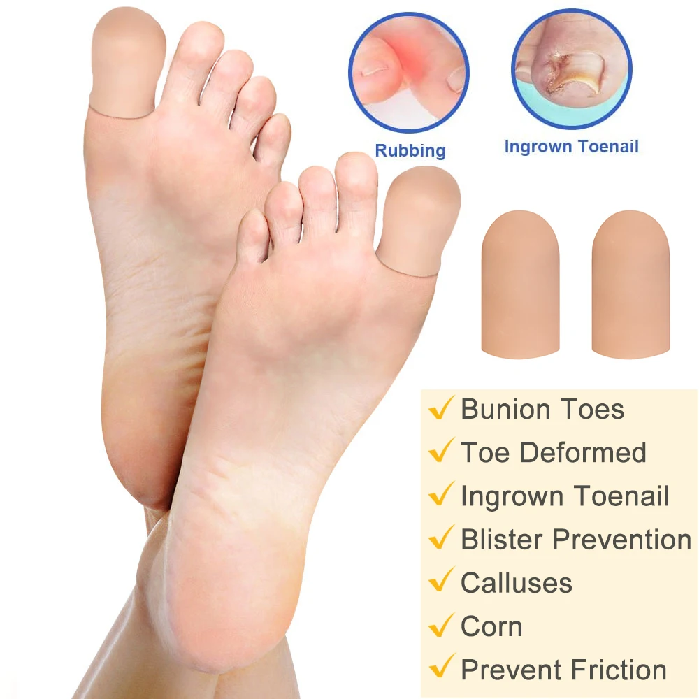 Pexmen 2Pcs Big Toe Caps Gel Toe Covers Protect Toe from Rubbing Ingrown Toenails Corns Callus and Blisters Foot Care Protectors