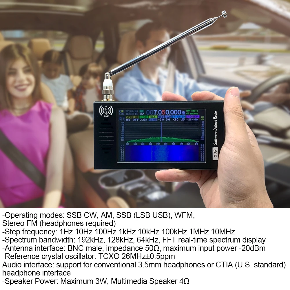 Ricevitore radio DSP SDR Ricevitore radio a onde corte Ricaricabile radio AM FM DSP a onde corte con jack per antenna per cuffie per l'escursionismo