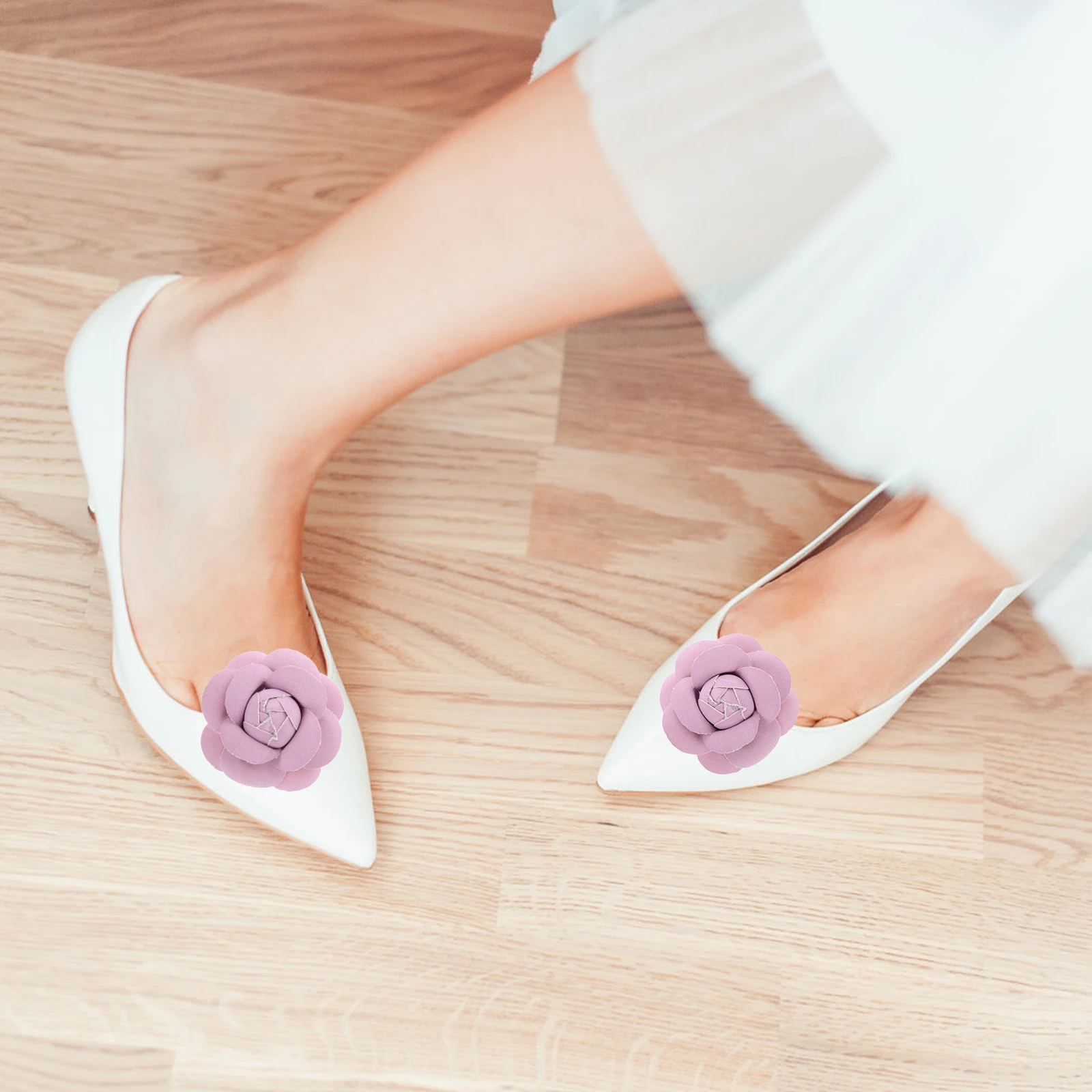 ดอกไม้ประดิษฐ์สีม่วง 2 ชิ้น สำหรับตกแต่งรองเท้า กระเป๋า เคสมือถือ งานฝีมือ และเครื่องประดับรองเท้าบูท