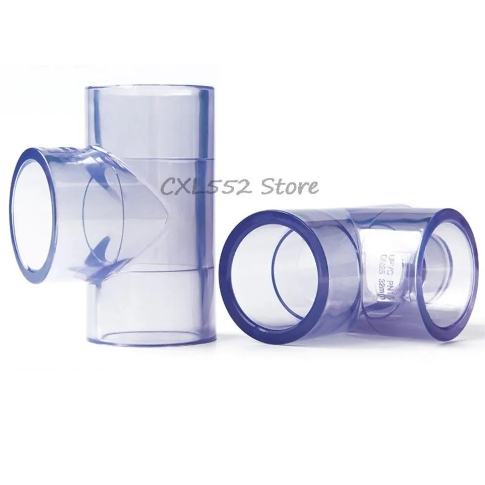 

1Pc Inside Diameter 20/25/32mm Transparent Blue PVC Tee Joint Water Supply Pipe Joint Accessories