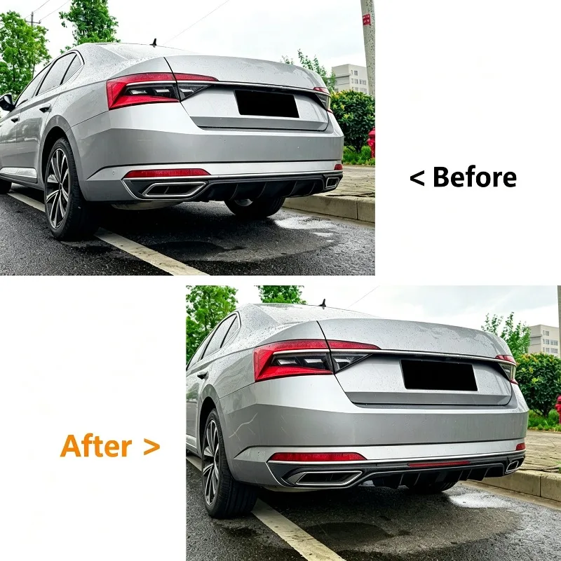 Car Rear Bumper For Skoda Superb B8.5 2020 2021 2022 Rear Lip Spoiler Diffuser Splitter Body Kits Auto Exterior Accessories