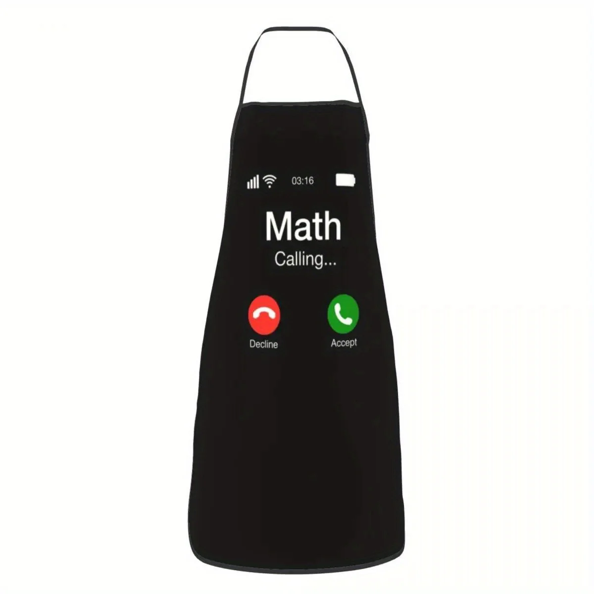 1pc Funny Math Teacher Phone Apron - Accept/Decline Call Buttons & Phone Screen Design, Durable Polyester Kitchen Apron For Cook