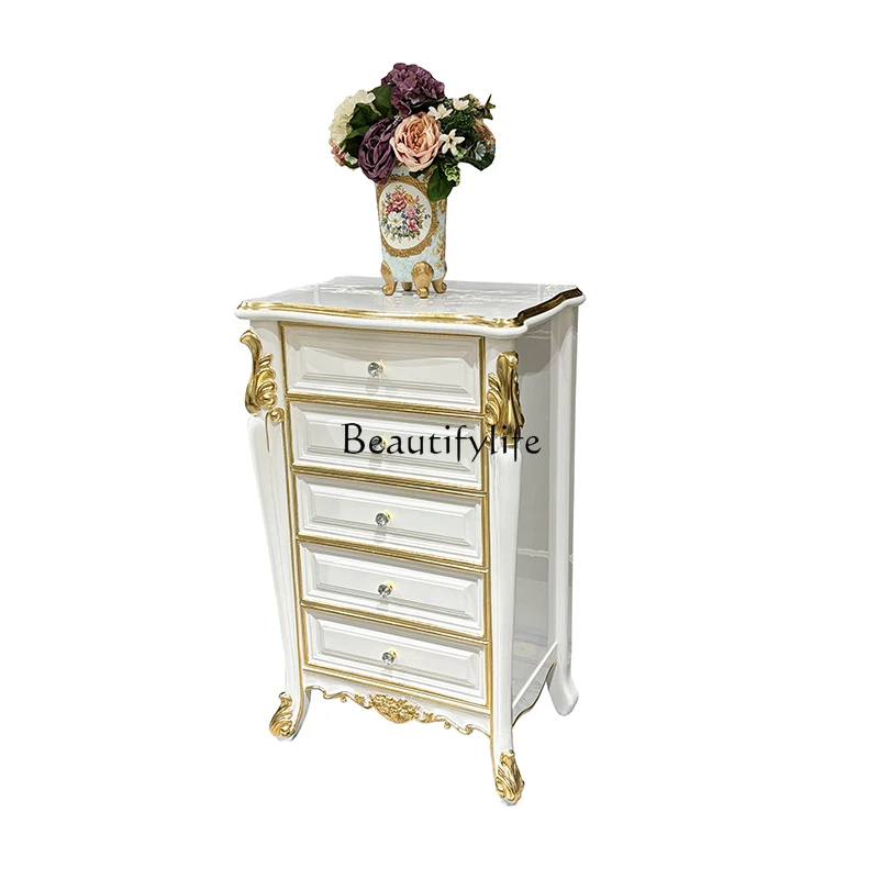 

French solid wood chest of drawers, European court luxury carved lockers