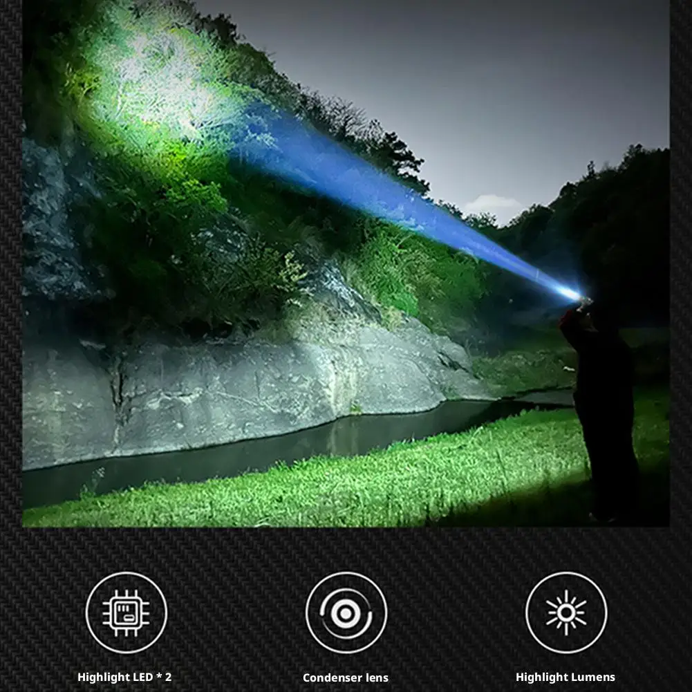 Multi-Function Flashlight Ultra-Slim Mini Portable Digital Display Work Light Triple Light Source Outdoor Camping Light