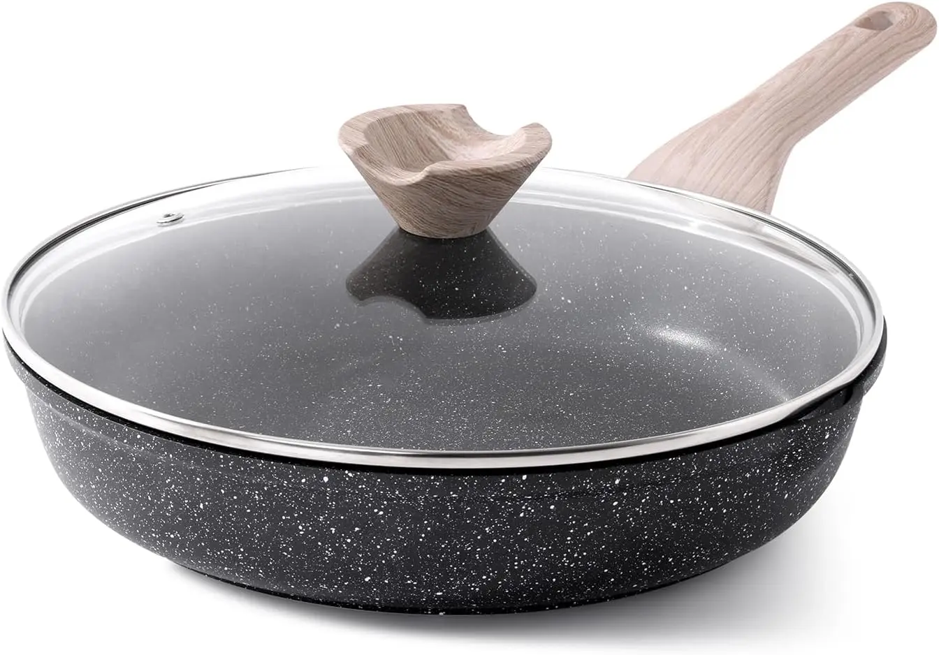 Frying Pans Nonstick with Lid, Induction Cooking Pan, 12.5 Inch Large Skillet with Lid, Stay…