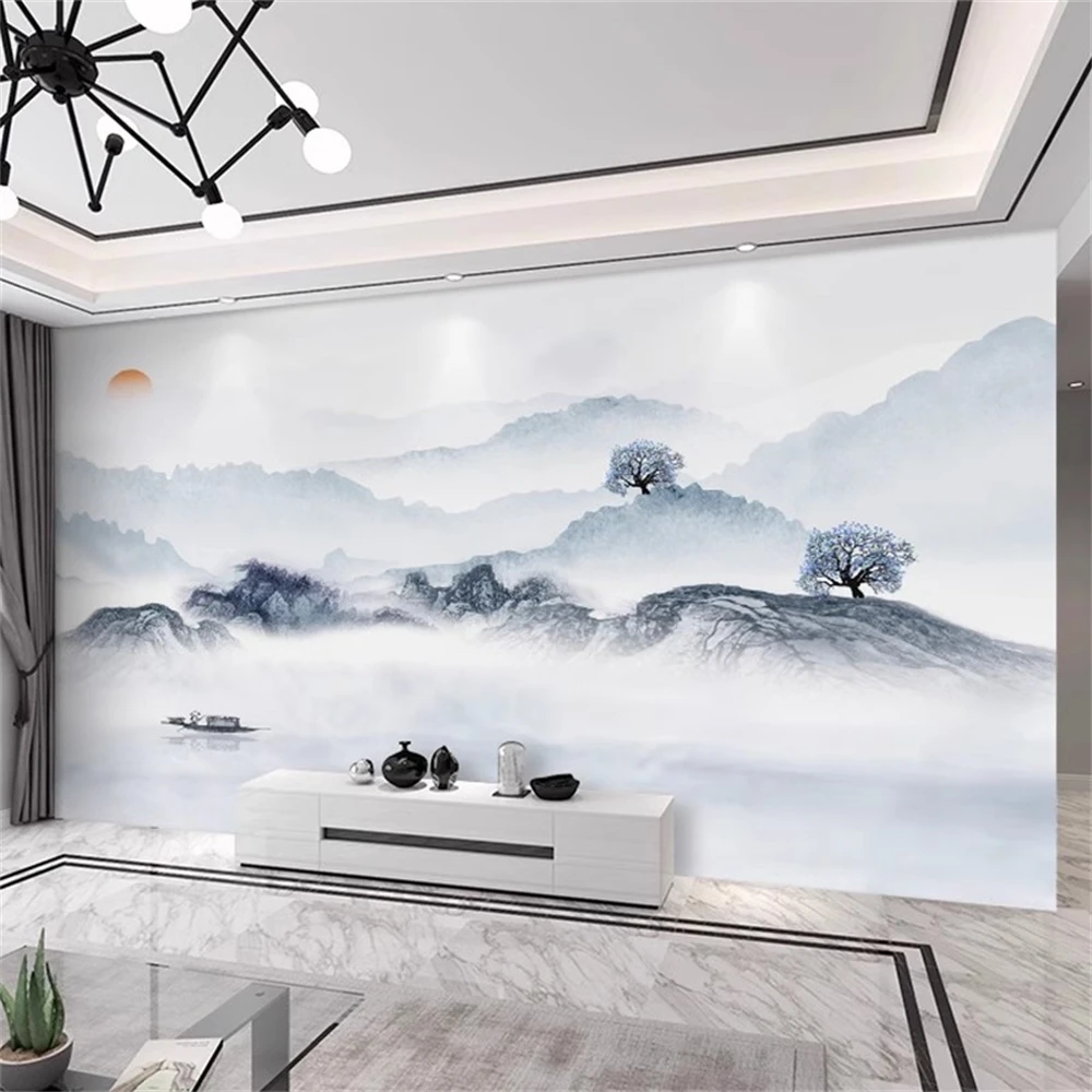 Custom 3D wall paper Chinese ink wash landscape mural TV background wallpaper living room wallpaper bedroom art Wall stickers