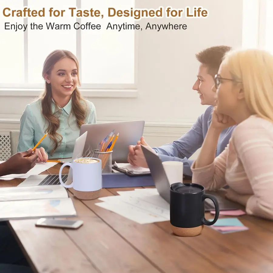 Mug Warmer amp Mug Set for Desk, Electric Coffee Cup Warmer with Ceramic Mug, Smart Heated Coffee Mug with Auto Shut Off for Off