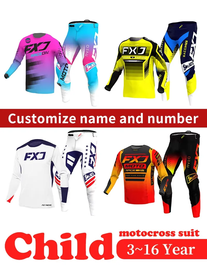 motocross gear set child 3 4 5 6 7 8 9 10 11 12 years boy Enduro racing suit girl cross MX MTB Off-road Jersey Pant Kits ATV