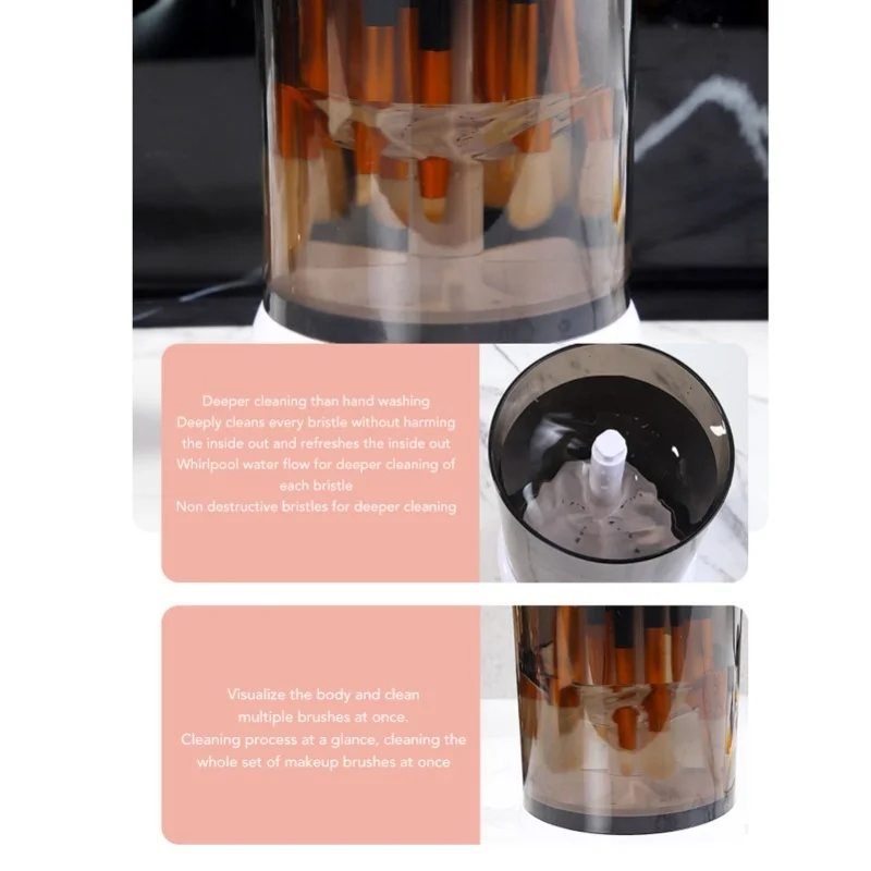Makeup Brush Cleaner Machine USB Visible Quick Dry Automatic Portable Electric Cosmetic Supplies Cleaner For All Size Makeup