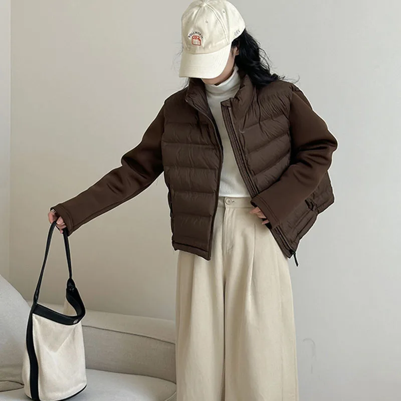 2025 여성 패치워크 코튼 재킷 슬리밍 슬림핏 스탠드 칼라 다운 코튼 재킷 여성 H587