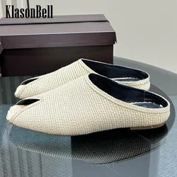 7.3 KlasonBell Fashion Hemp Weave Peep Toe Slippers Women Flat Sole Comfortable Sexy Peep Toe Sandals