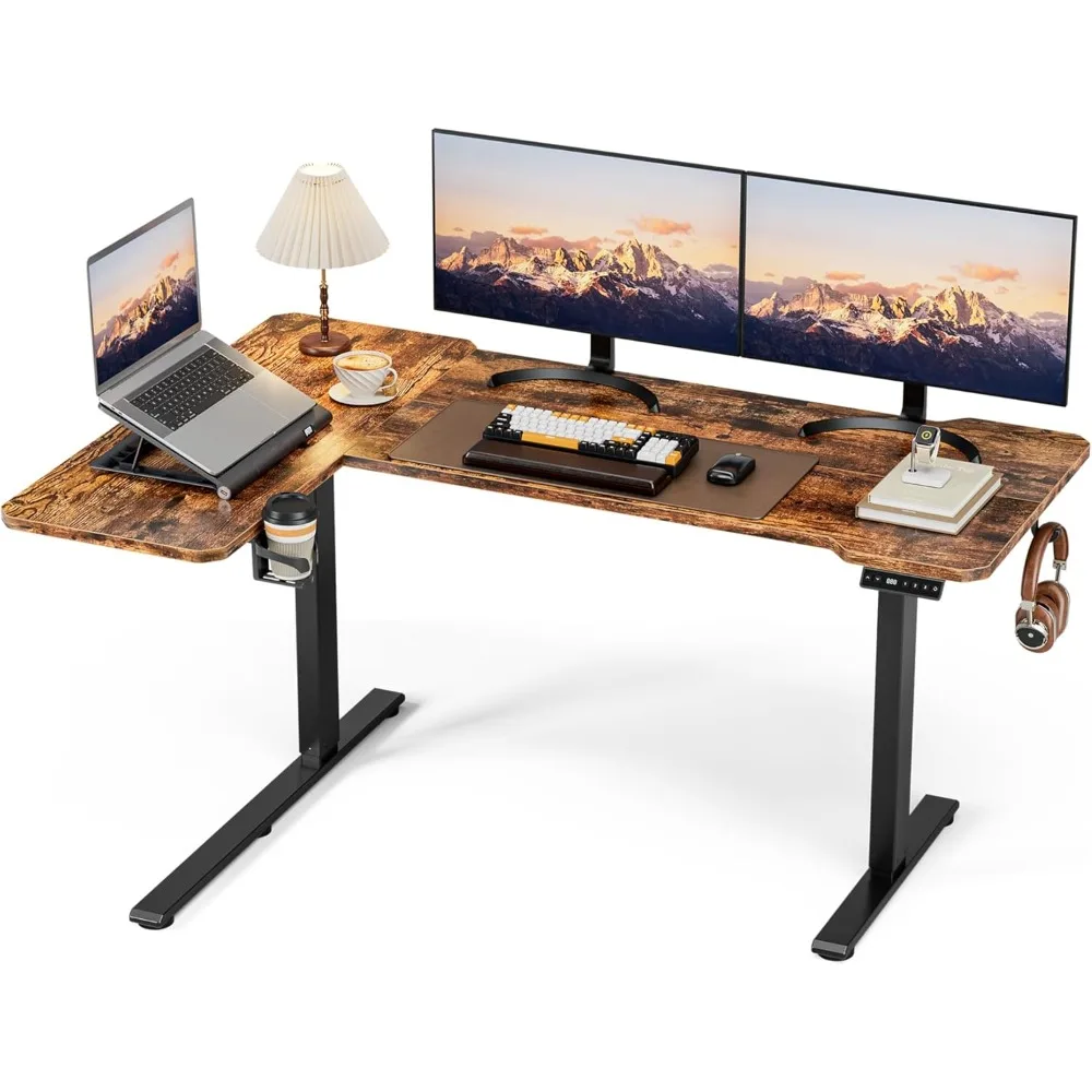 59 "reversível em forma de l mesa de pé elétrica altura ajustável jogos levante-se mesa de canto sentar suporte escritório em casa computador des