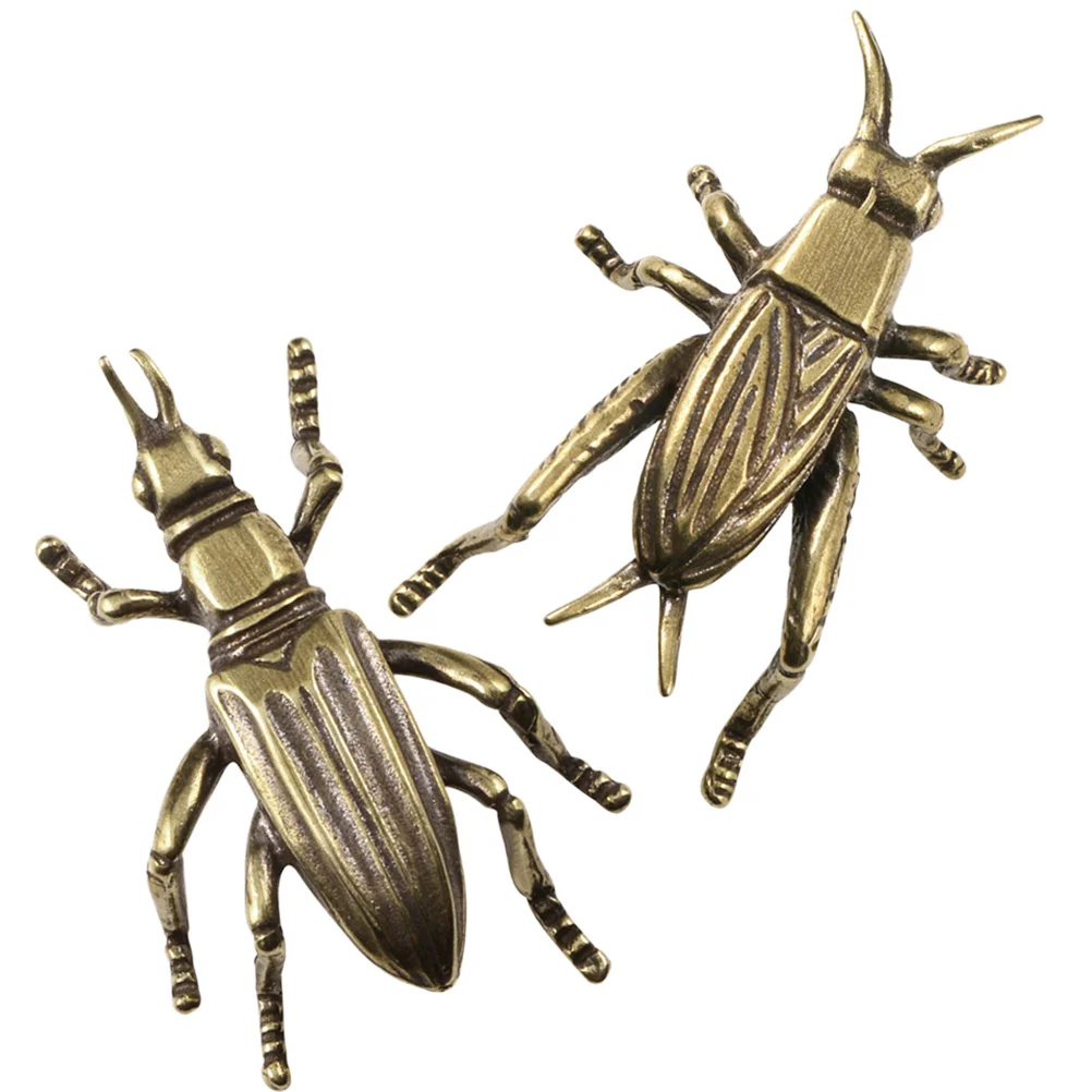 

2 Pcs Brass Decor Ornaments Retro Vintage Figurines Creative Office Desk Copper Statue