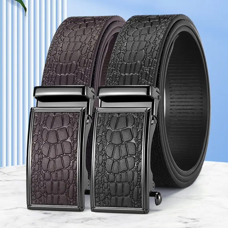 ファッション高品質本革ベルト男性用ブランドストラップ男性歯のない自動バックルレトロジーンズカウボーイ-cintos-高級