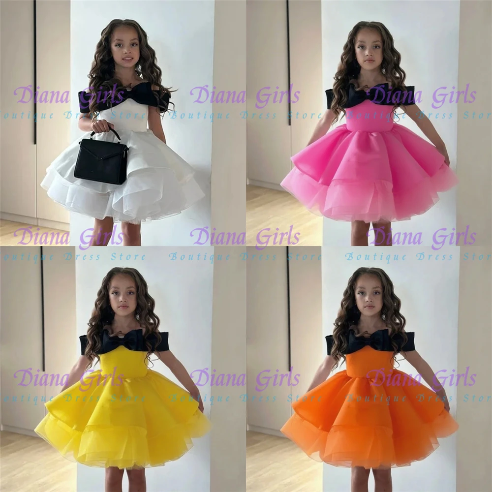 

Lovely Quality Satin Fluffy Flower Girl Dress For Little Princess Wedding Beauty Pageant Birthday Party Evening Ball Gowns