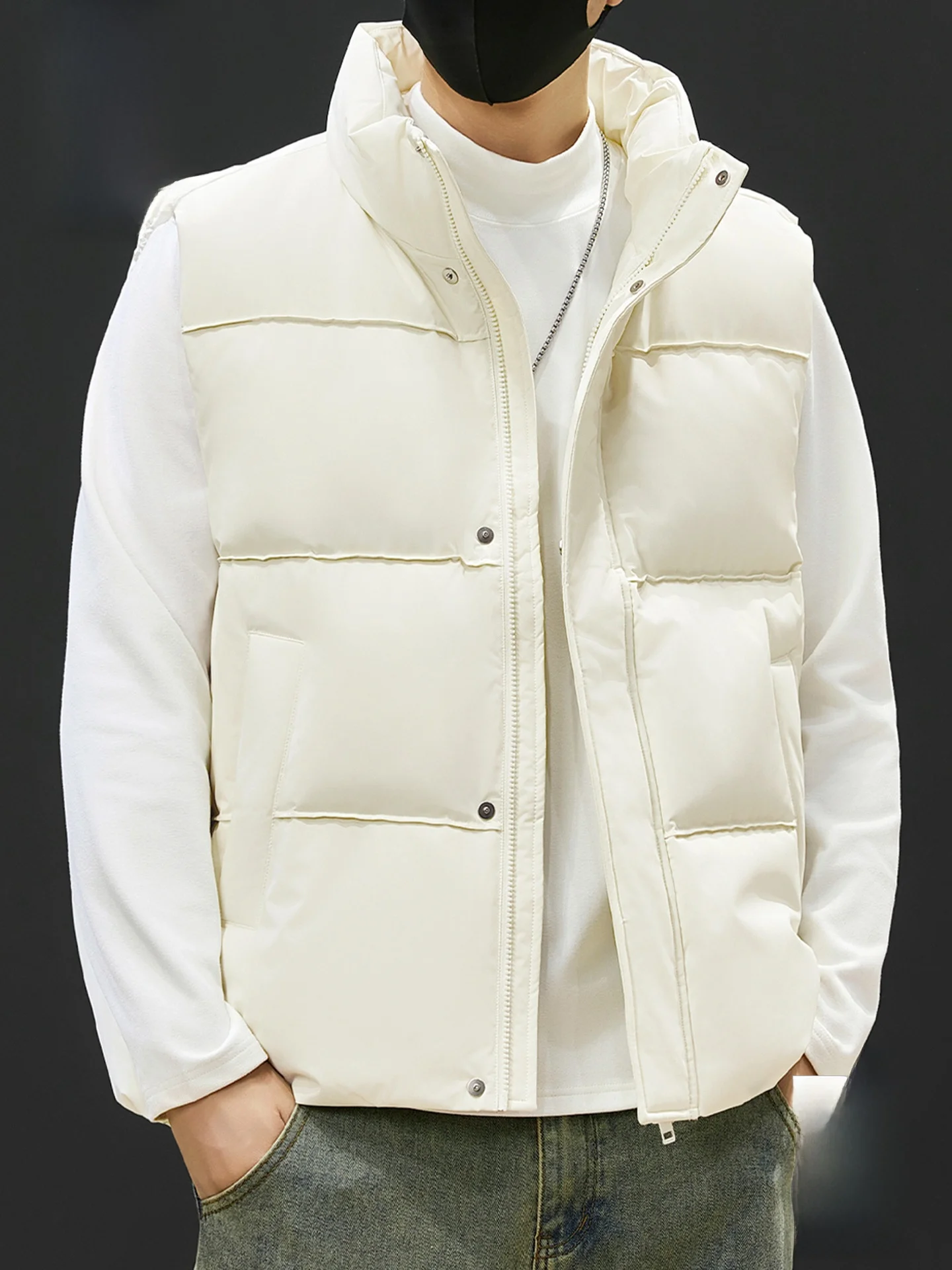 

Мужской пуховый жилет с дизайном обезьяны, теплая верхняя одежда для осени и зимы, утолщенный, модный, бежевый