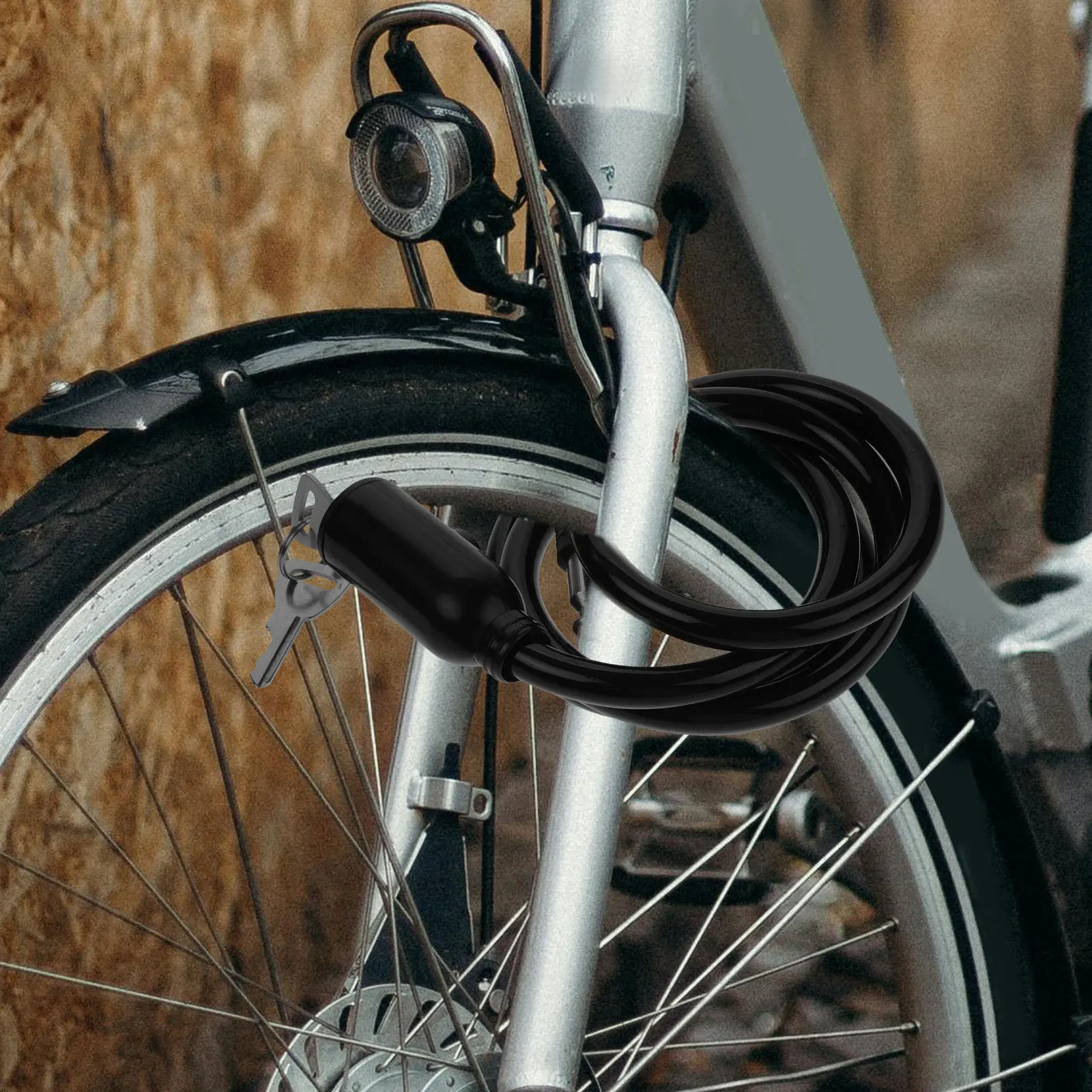 

SUPVOX Lock Cable Chain Lock for Mountain Bike Anti Theft Heavy Duty Steel Key Portable Black