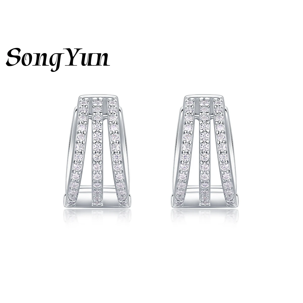

SONGYUN Luxury Jewelry 925 Sterling Silver Earrings Moissanite Diamond Ear Pin Eternity Women Rhodium Plated SYT Patent Earring