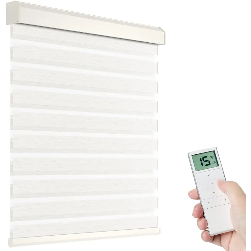 Persianas de cebra motorizadas con control remoto, persiana enrollable transparente de capa eléctrica que funciona con Alexa a través de Hub, día y noche inteligentes