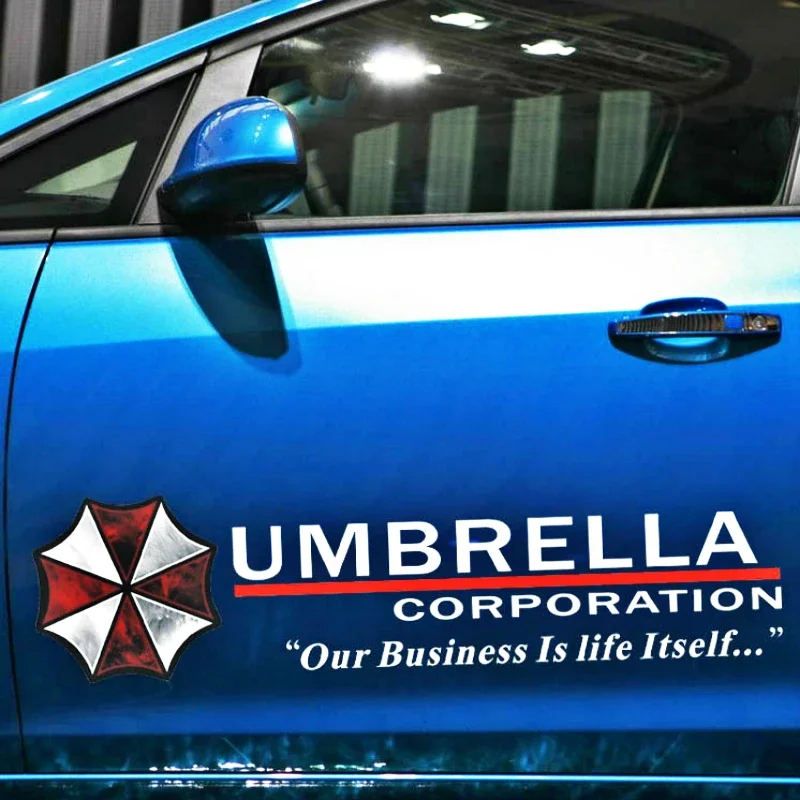 Motywem Umbrella Corporation naklejka odblaskowa na boczne drzwi samochodu śmieszne akcesoria dla Volkswagen Polo Golf Audi A3 Focus 2