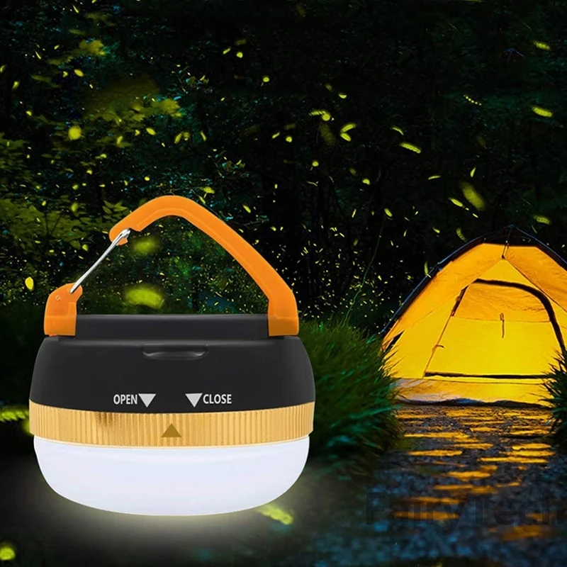 Lanterna LED impermeável portátil, Luz de tenda ao ar livre com 5 modos, Gancho para mochila, Caminhadas, Lâmpada de emergência doméstica