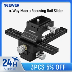 NEEWER-Macro Focagem Rail Slider com placa de liberação rápida, 4-Way, Fit para Canon, Nikon, Fujifilm, Sony, DSLR Mirrorless Camera