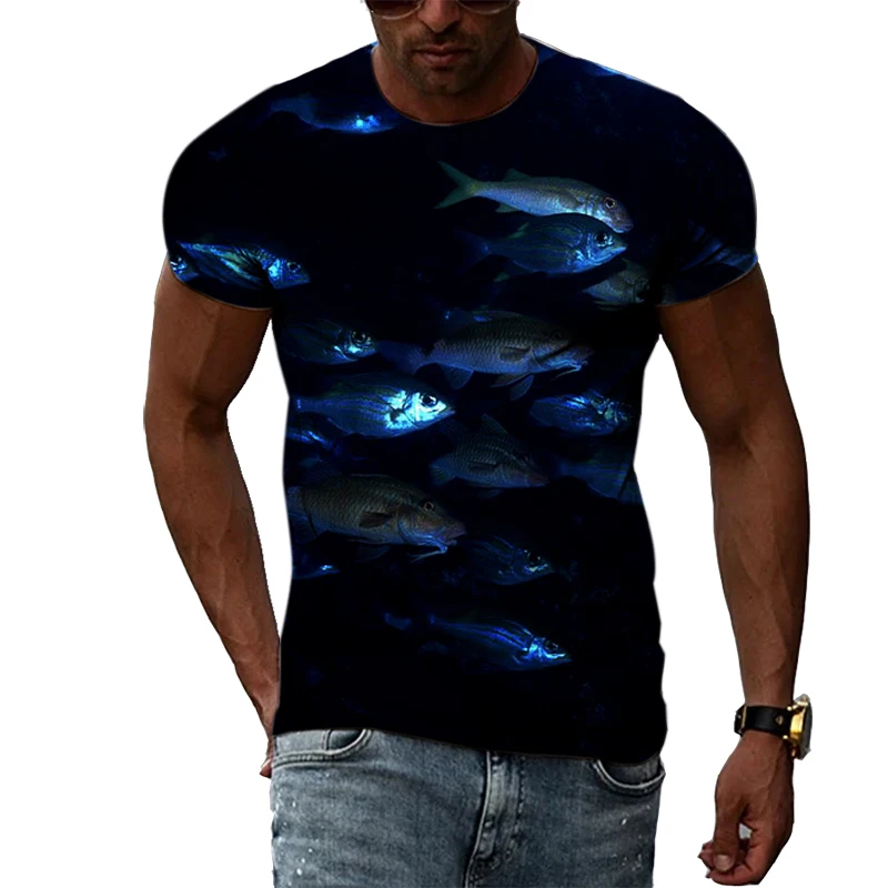 Summer Casual Style Underwater World graphic t shirts For Men Fashion Holiday Taste harajuku 3D Print short sleeve t-shirts Top