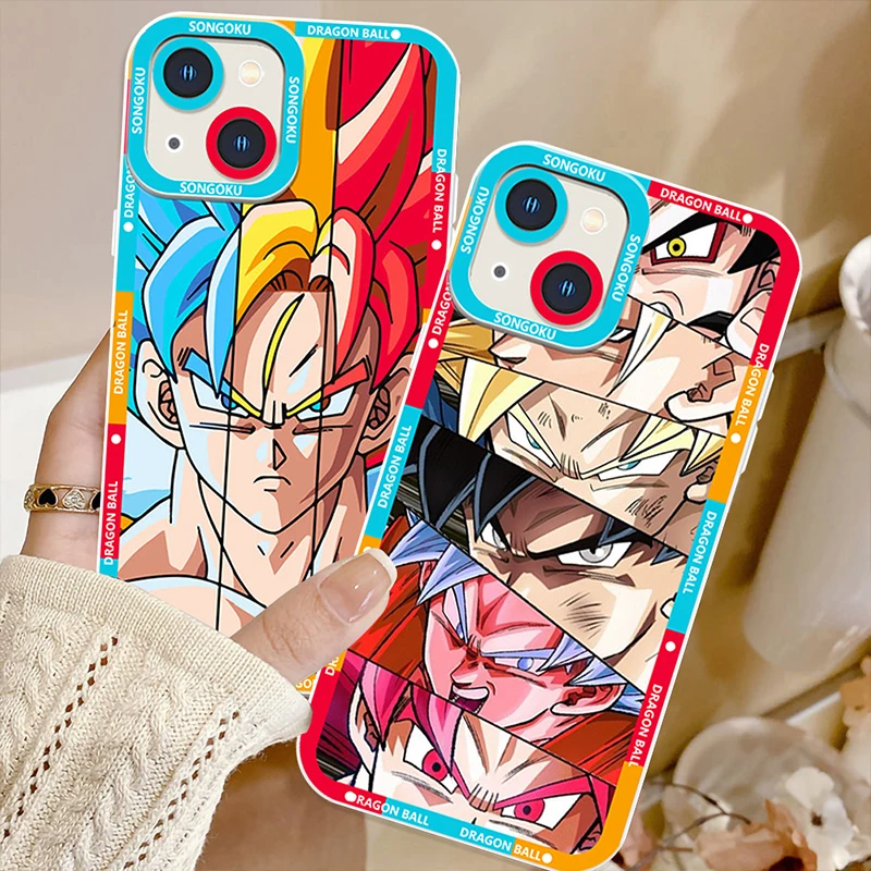 Anime Dragon Ball Son Goku For iPhone 15 14 13 12 11 Mini XS XR X Pro MAX 8 7 6 Plus SE Angel Eyes Transparent Apple Case