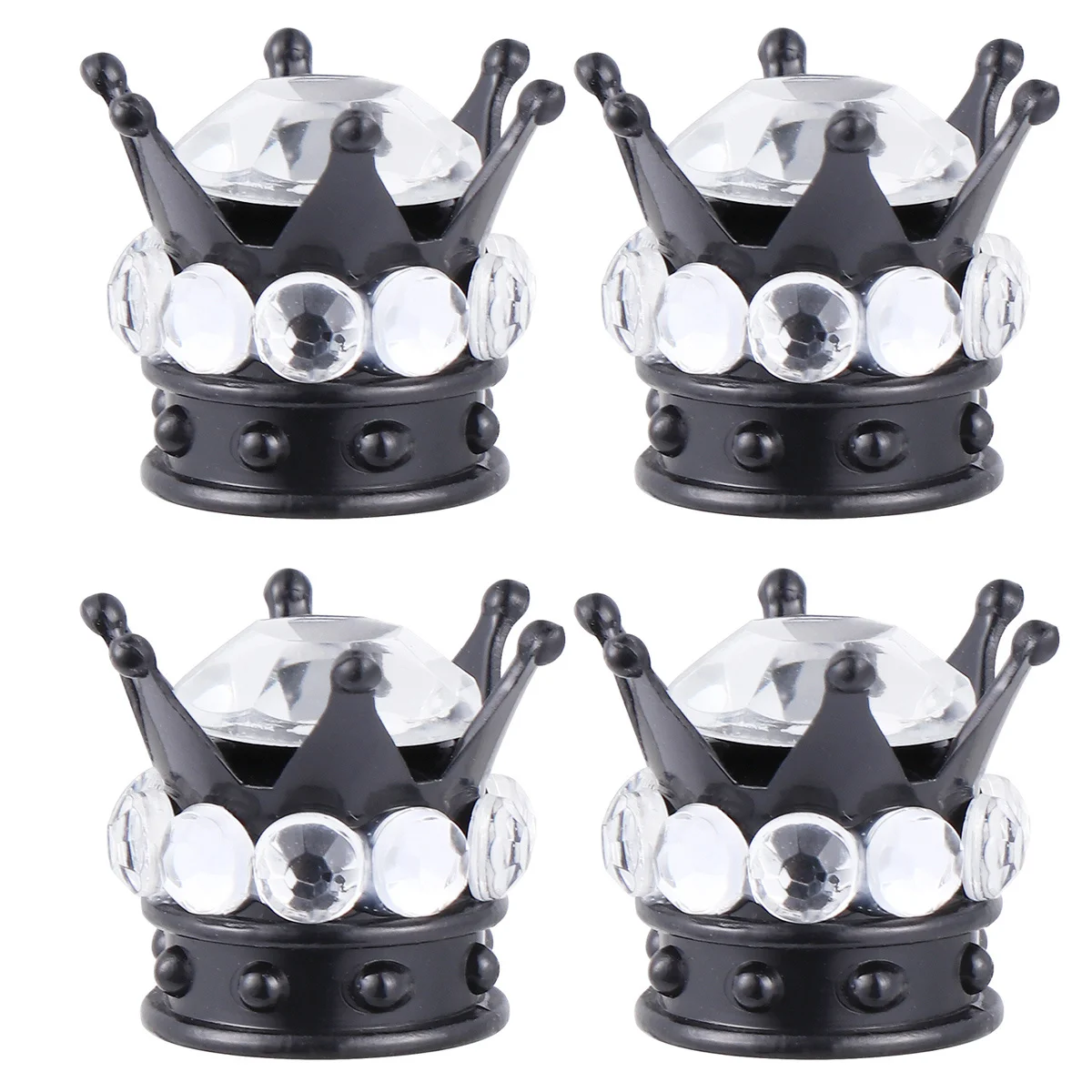 

4Pcs Crystal Car Tyre Cap Premium Durable Dust Proof Cover Black White Practical Auto Accessory Protection