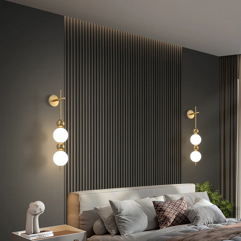 Crème Stijl Alle Koperen Slaapkamer Nachtkastje Wandlamp Woonkamer Sofa Achtergrond Muur Kalebas Sfeer Verlichting Decoratie Wandlamp