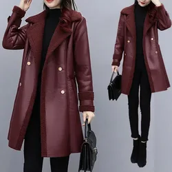 Winter Long Faux Suede Leather Jacket Women Plus Size Female Hooded Faux Fur Lined Suede Jacket Woman Coat Large Windbreaker