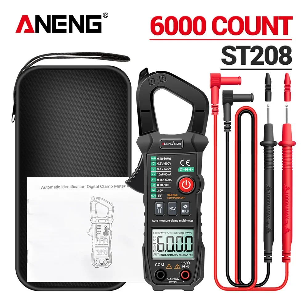 Imagem -06 - Aneng St208 Digital Ture Rms 6000 Contagem ac dc Atual Braçadeira Automático Voltimetro Multímetro Braçadeira Tester Medidor Ferramenta Eletricista