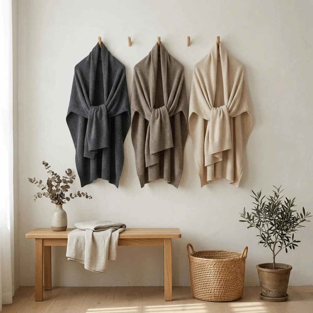 Basic Style Warm Soft Knit Shawl Polyester Lightweight Neck Scarf High-Quality Solid Color Outer Cape Air-Conditioned Rooms
