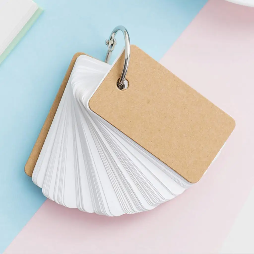 Flash Cards,1 Piece Kraft Paper Binder Flash Index Blank Card Memo Scratch Pads Bookmark DIY Greeting .6 x 2.8 Inches