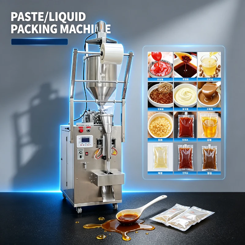 Automatic Paste Semi Fluid Filling Machine Hot Pot Bottom Material Sesame Peanut Butter Tomato Packaging Machine