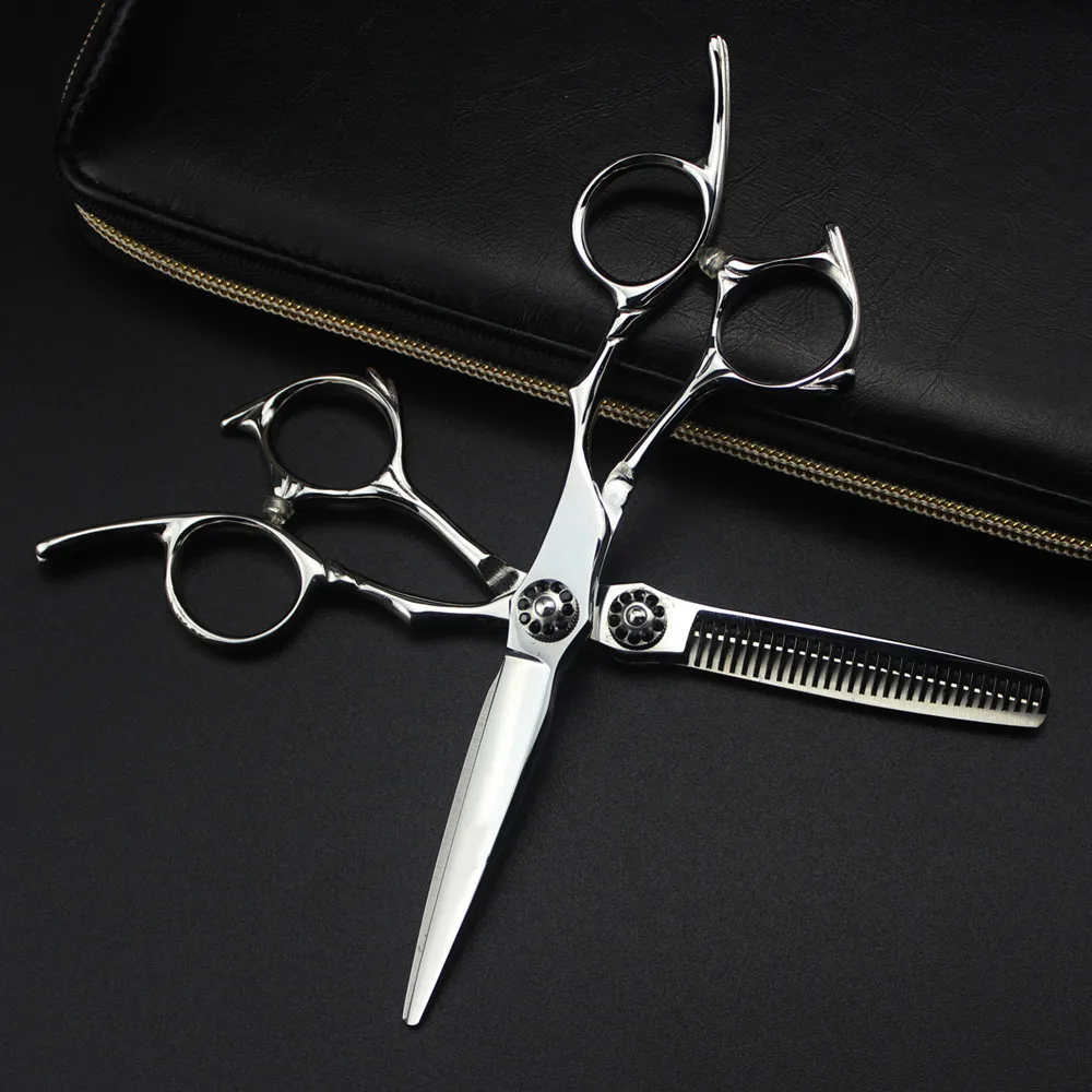 

Professional Japan 440c steel 6 '' Black gem scissor hair scissors haircut thinning barber cutting shears hairdressing scissors