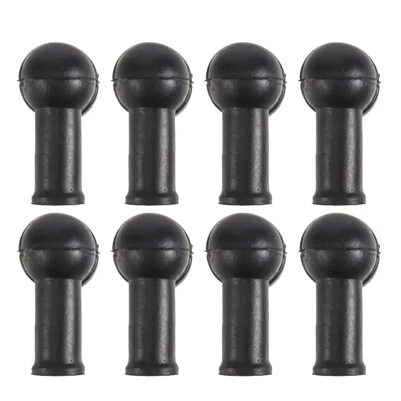 AS94-8 Pcs 15Mm X 8Mm Black Smoking Pipe Shaped PVC Battery Terminal Insulating Covers Boots
