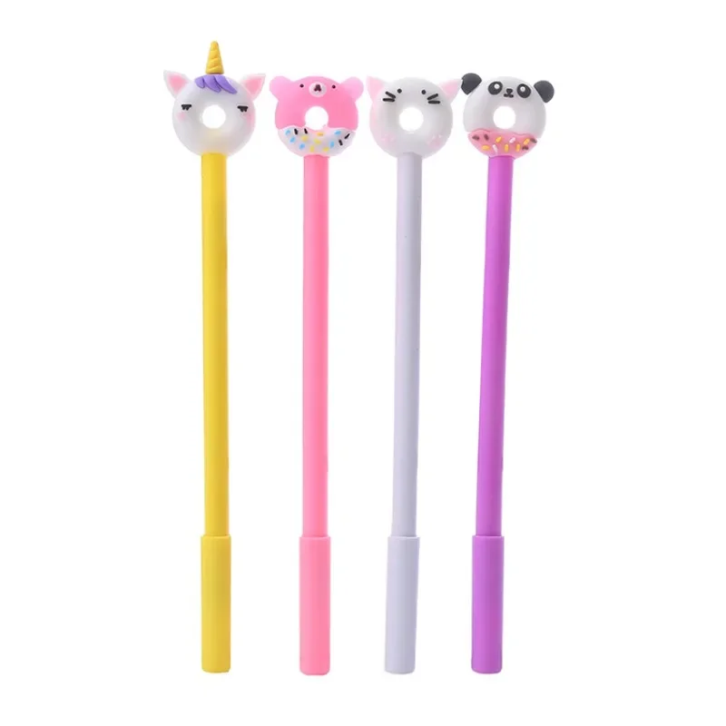 12Pcs cartoon stationery student gender-neutral pen, cute animal donut shape student stationery pen