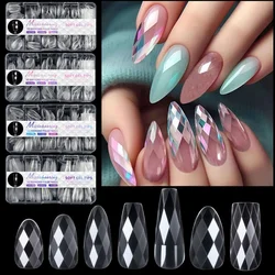 120/140Pcs 3D Diamond Almond Ballet Coffin Fałszywe paznokcie Clear Press On Nails do żelu akrylowego wielokrotnego użytku Fałszywe porady DIY Materiały do paznokci