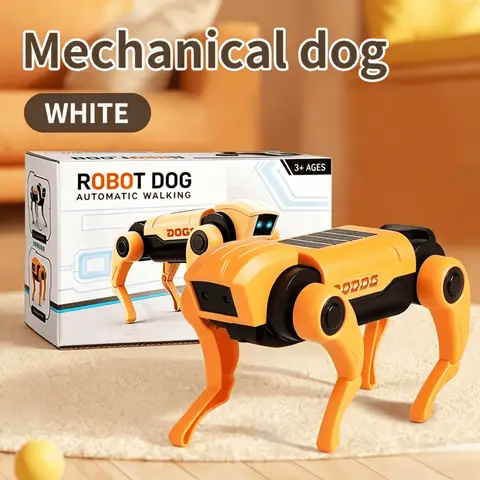 Electric Mini Mechanical Dog Toy, Light Up Crawling Simulation Sensory Toy, Birthday Christmas Halloween Gift (No Battery)