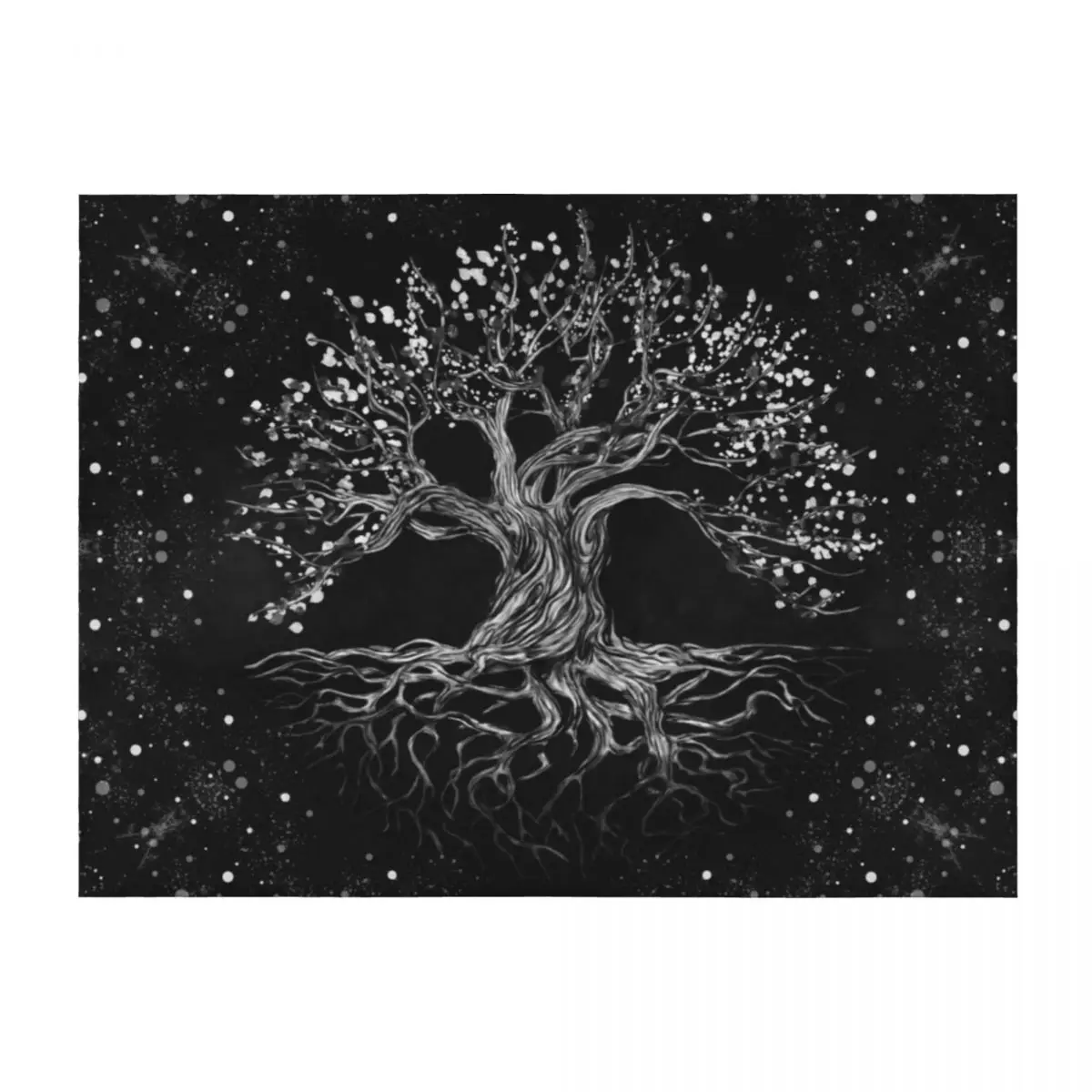 

Tree of Life Drawing Black and White Throw Blanket Beach Luxury Brand Furrys Cute Plaid Blankets