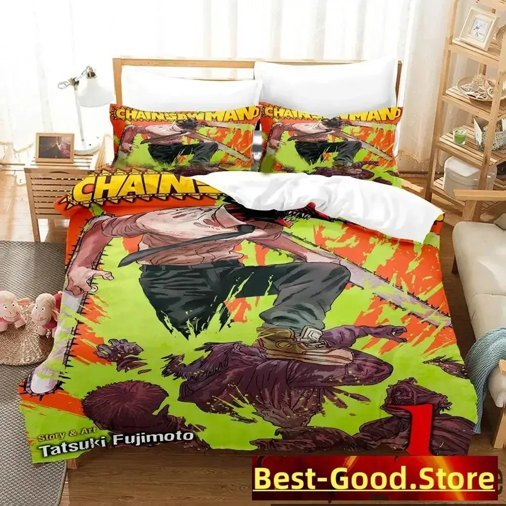 

Anime Chainsaw Man Bedding Set Boys Girls Twin Queen King Size Duvet Cover Pillowcase Bed boys Adult Home Textileextile