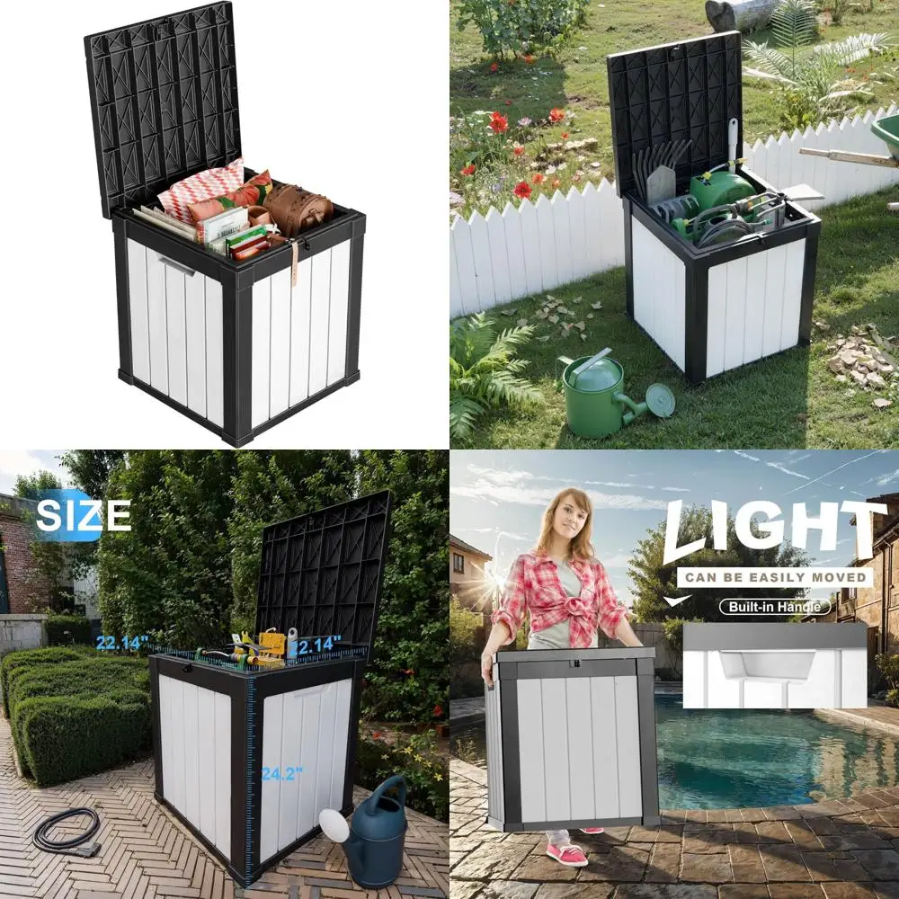 Resin Deck Storage Box 50 Gallon Outdoor Lockable Waterproof Patio Furniture Garden Tools Pool Accessories Storage