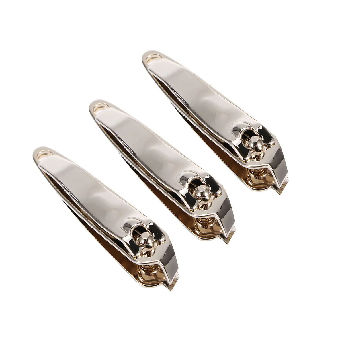 3個入り金メッキ斜め刃爪切り、簡単カットプレミアムメタルマニキュアセット、携帯用爪切りツール、女性男性向け