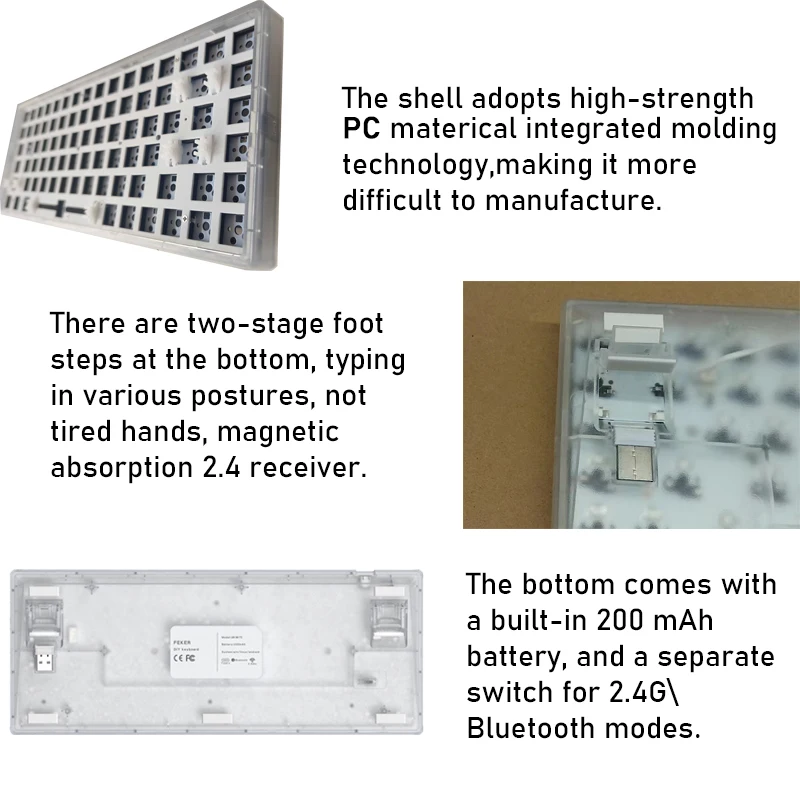 Top! 84 Keys 3/5pin Hotswap Type-c/Bluetooth/2.4G 3 mode Mechanical keyboard Kit With Battery Sandwich Pad Holy Panda Gateron