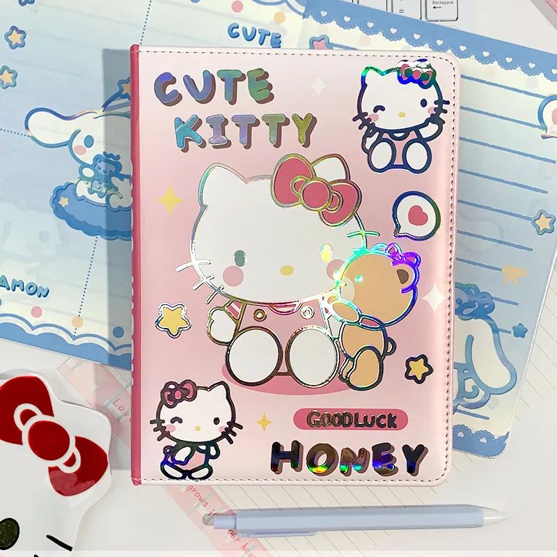 

Hello Kitty Notebook Anime Women Accessories A5 Leather Notebook PU Color Pages High Beauty Cartoon Student Supplies Wholesale