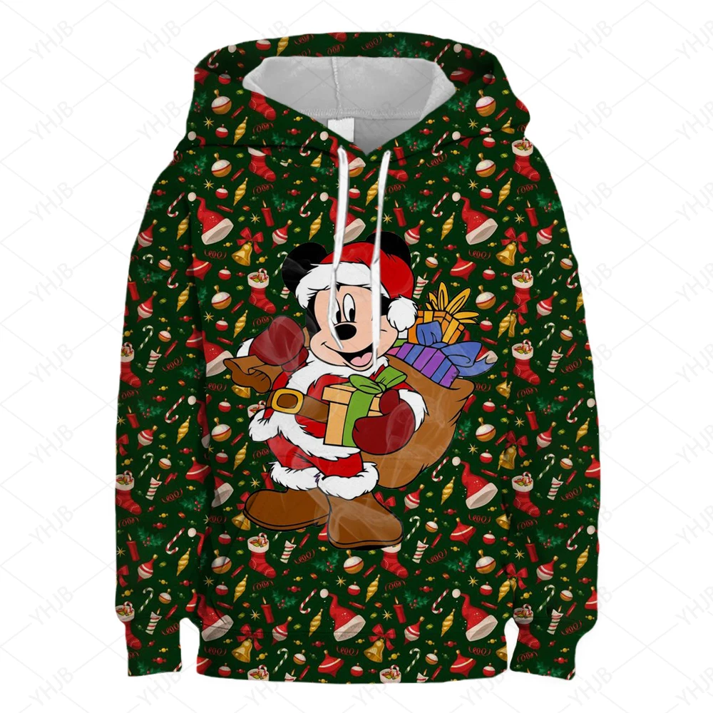 Disney Stitch Christmas Hoodie Children's Hoodie Cartoon Print Lilo&Stitch Spring and Autumn Children's Sportswear