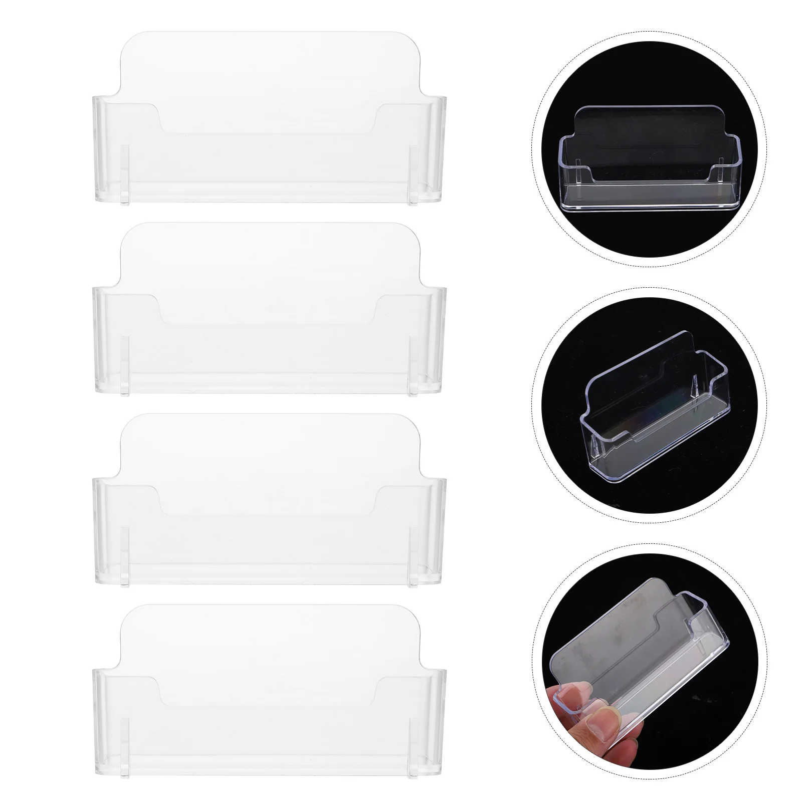 4 Pcs Desktop Transparent Business Card Holder Storage Shelves Cards Acrylic Stand