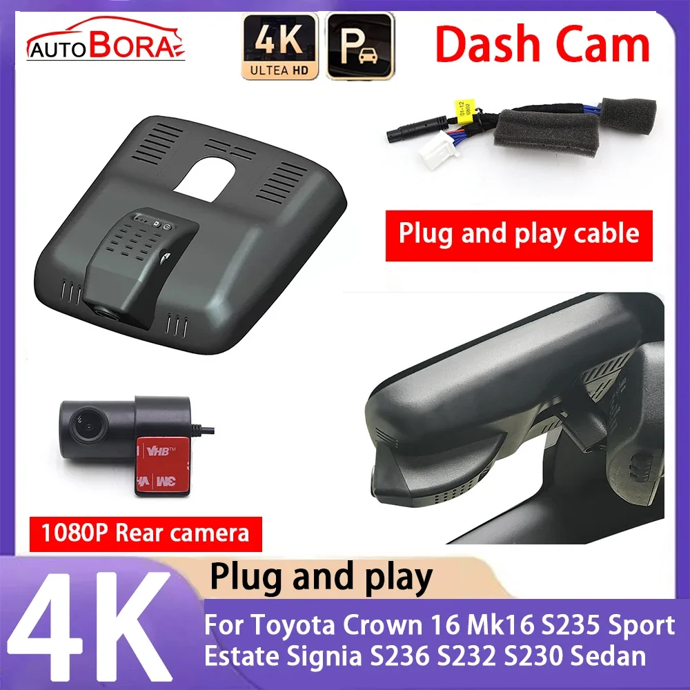 

4K 2160P Plug and Play UHD Dash Cam Camera Night Vision for Toyota Crown 16 Mk16 S235 Sport Estate Signia S236 S232 S230 Sedan