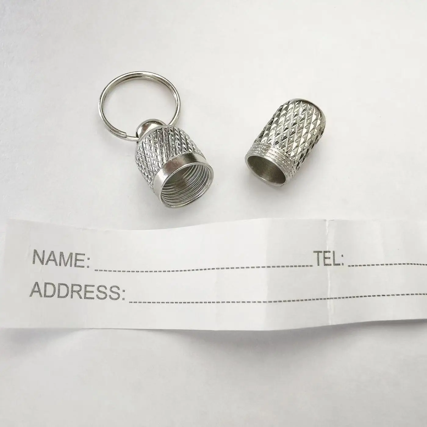 2/5PCS Dog Cat Storage Tube Anti Lost Address Label Pet Name Address ID Tags Mini Collar Tube Necklace Hanging New Silver